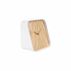 Biele kovové stolové hodiny s dekorom dreva Karlsson Squared