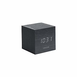 Čierny budík Karlsson Mini Cube, 8 × 8 cm