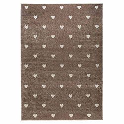 Hnedý koberec s bodkami KICOTI Peas, 80 × 150 cm