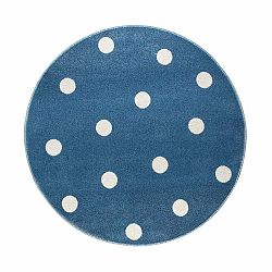 Modrý okrúhly koberec s hviezdami KICOTI Stars, 133 × 133 cm