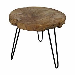 Odkladací stolík s doskou z teakového dreva HSM Collection Helen, ⌀ 55 cm