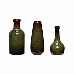 Sada 3 zelených keramických váz Hübsch Frej