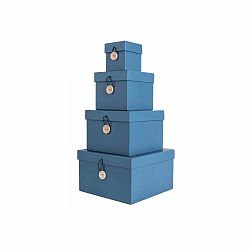 Sada 4 modrých úložných boxov s vekom PT LIVING Uniform
